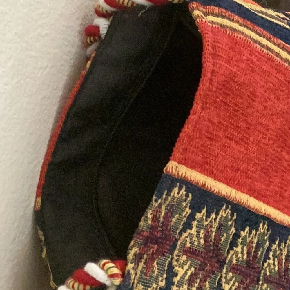 Red and Gold Shoulder Bag with Intricate Patterns and cute cord handles